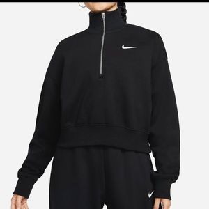 Nike oversized half zip crop sweatshirt